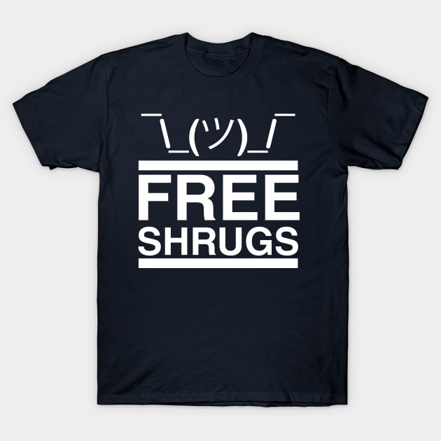 Free Shrugs (navy) T-Shirt by fishbiscuit